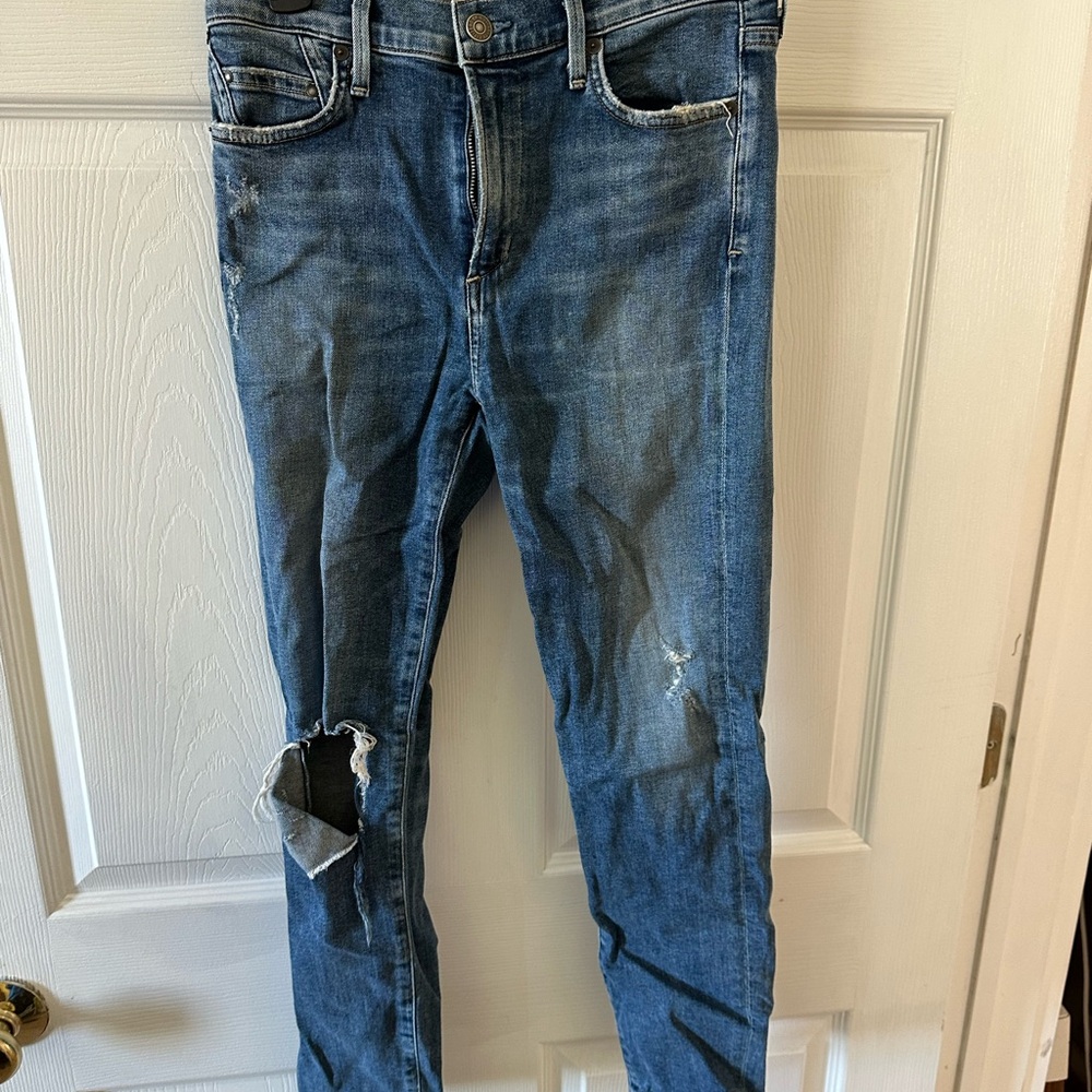 Citizens Of Humanity Distressed Blue Ankle Jeans